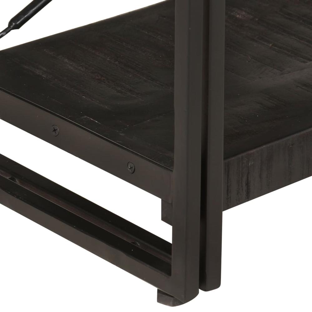 vidaXL 3-Tier Bookcase Black 55.1"x11.8"x31.5" Solid Mango Wood 0628. Picture 4