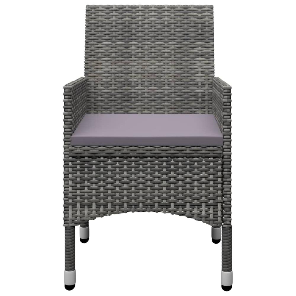 vidaXL 3 Piece Bistro Set Poly Rattan and Tempered Glass Gray 8359. Picture 4