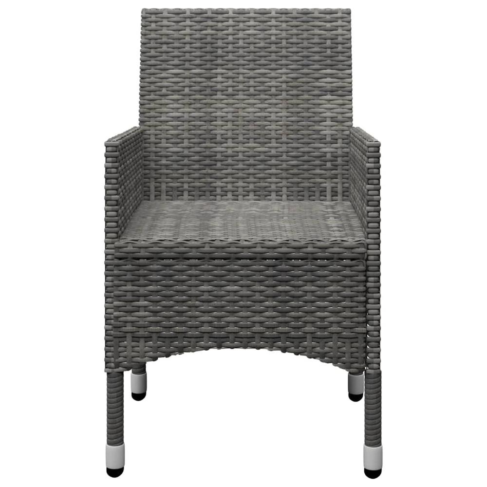 vidaXL 3 Piece Bistro Set Poly Rattan and Tempered Glass Gray 8359. Picture 6