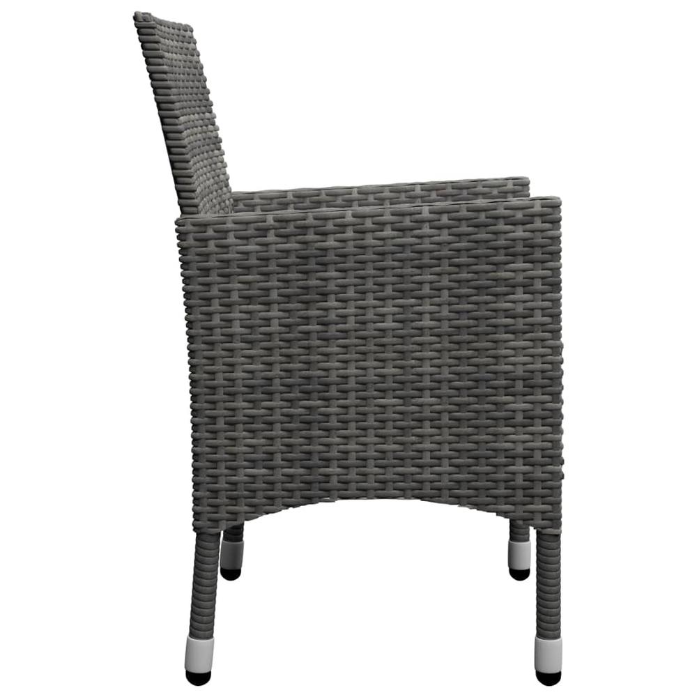 vidaXL 3 Piece Bistro Set Poly Rattan and Tempered Glass Gray 8359. Picture 7