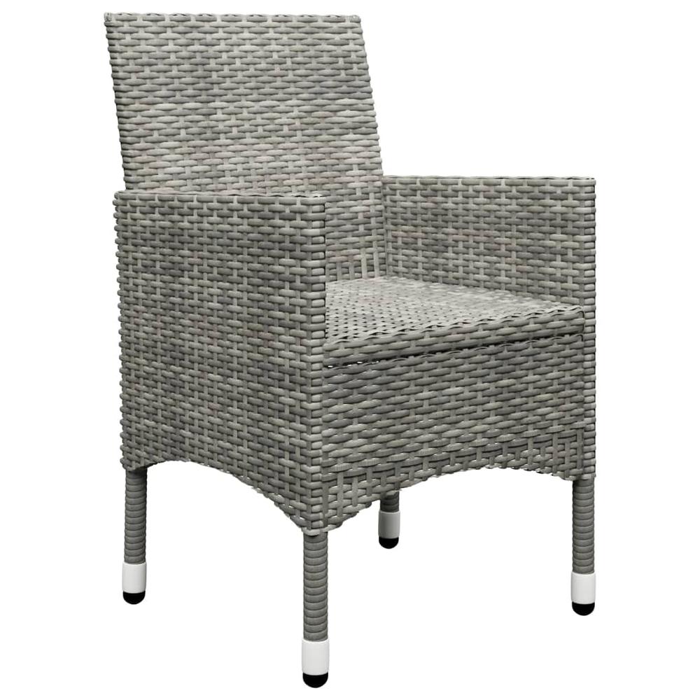 vidaXL 3 Piece Garden Bistro Set Poly Rattan and Tempered Glass Gray 8379. Picture 6