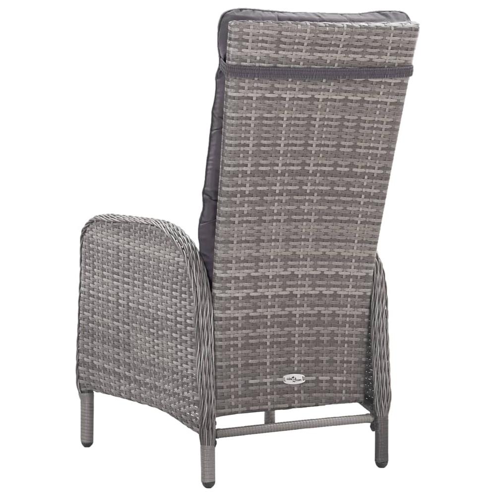 3 Piece Patio Bistro Set Poly Rattan and Glass Gray. Picture 6