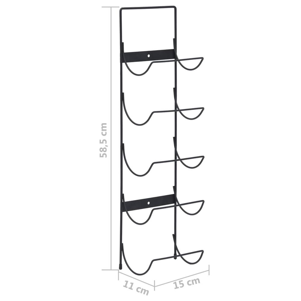 Wall Mounted Wine Rack for 5 Bottles Black Iron. Picture 6