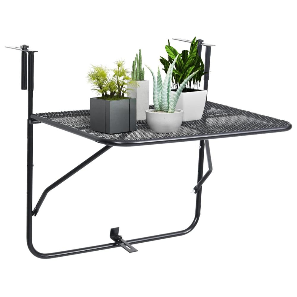 Balcony Table Black 23.6"x15.7" Steel. Picture 2
