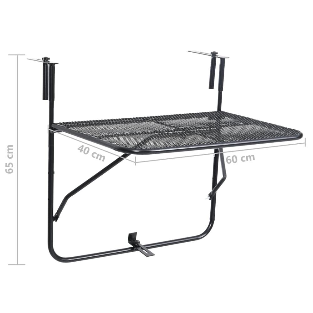 Balcony Table Black 23.6"x15.7" Steel. Picture 8