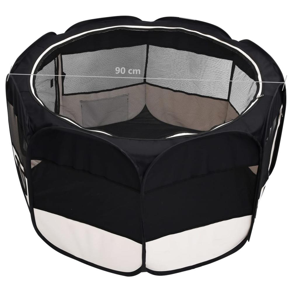 Foldable Dog Playpen with Carrying Bag Black 35.4"x35.4"x22.8". Picture 11