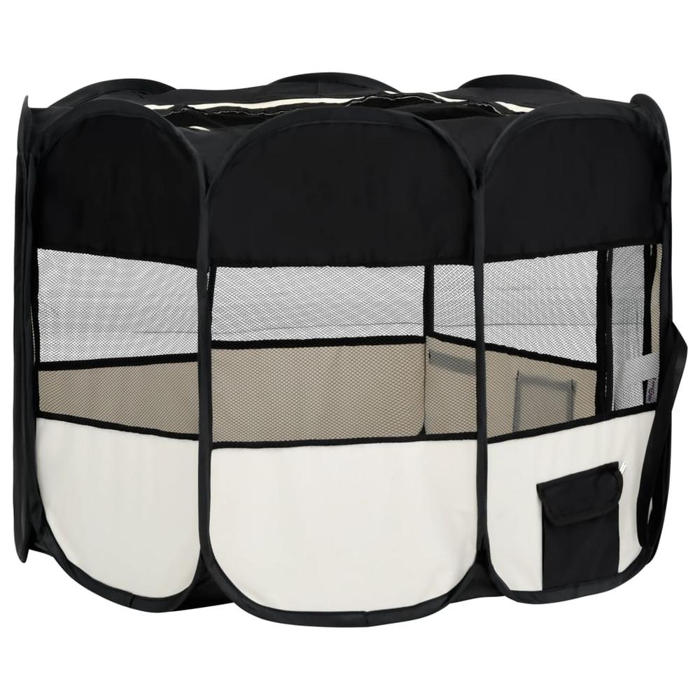 Foldable Dog Playpen with Carrying Bag Black 35.4"x35.4"x22.8". Picture 3