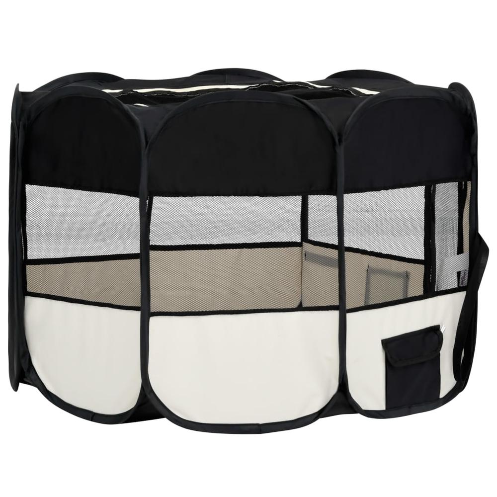 Foldable Dog Playpen with Carrying Bag Black 43.3"x43.3"x22.8". Picture 3