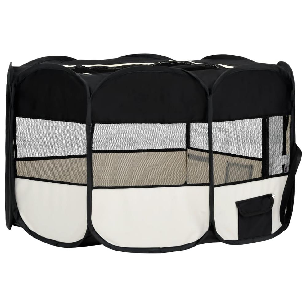 Foldable Dog Playpen with Carrying Bag Black 57.1"x57.1"x24". Picture 3