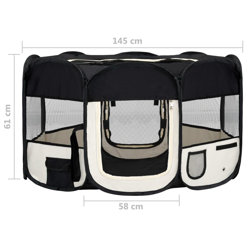 Foldable Dog Playpen with Carrying Bag Black 57.1"x57.1"x24". Picture 10