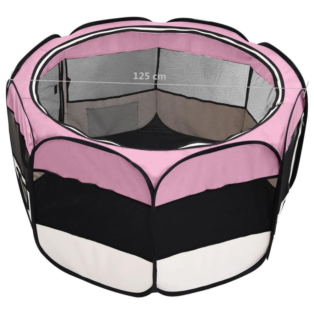 Foldable Dog Playpen with Carrying Bag Pink 49.2"x49.2"x24". Picture 11