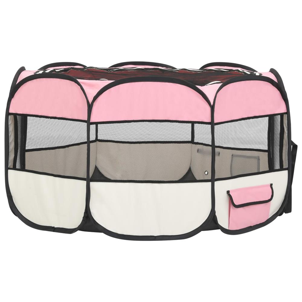 Foldable Dog Playpen with Carrying Bag Pink 49.2"x49.2"x24". Picture 3