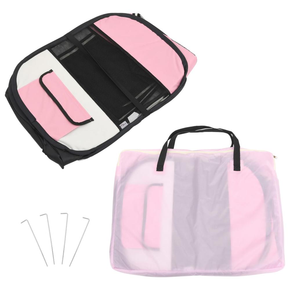 Foldable Dog Playpen with Carrying Bag Pink 49.2"x49.2"x24". Picture 9