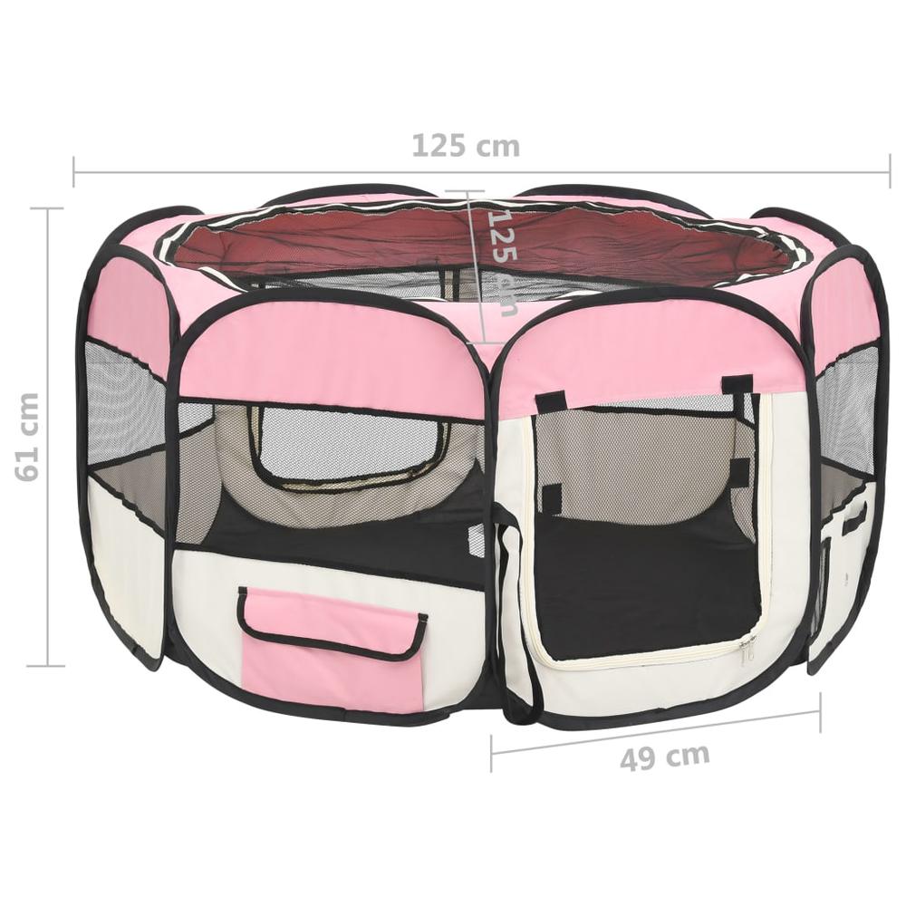 Foldable Dog Playpen with Carrying Bag Pink 49.2"x49.2"x24". Picture 10