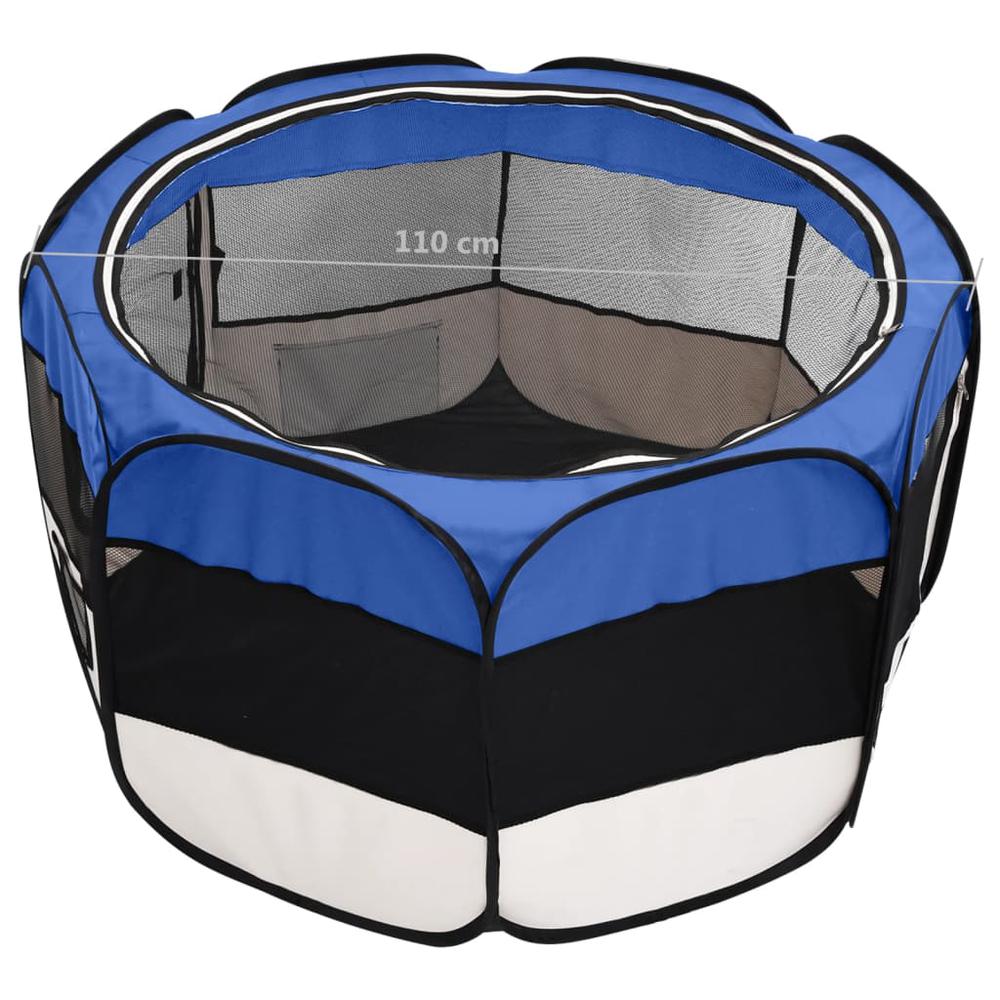 Foldable Dog Playpen with Carrying Bag Blue 43.3"x43.3"x22.8". Picture 11