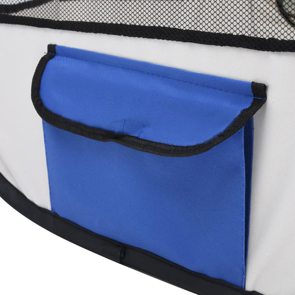 Foldable Dog Playpen with Carrying Bag Blue 43.3"x43.3"x22.8". Picture 5