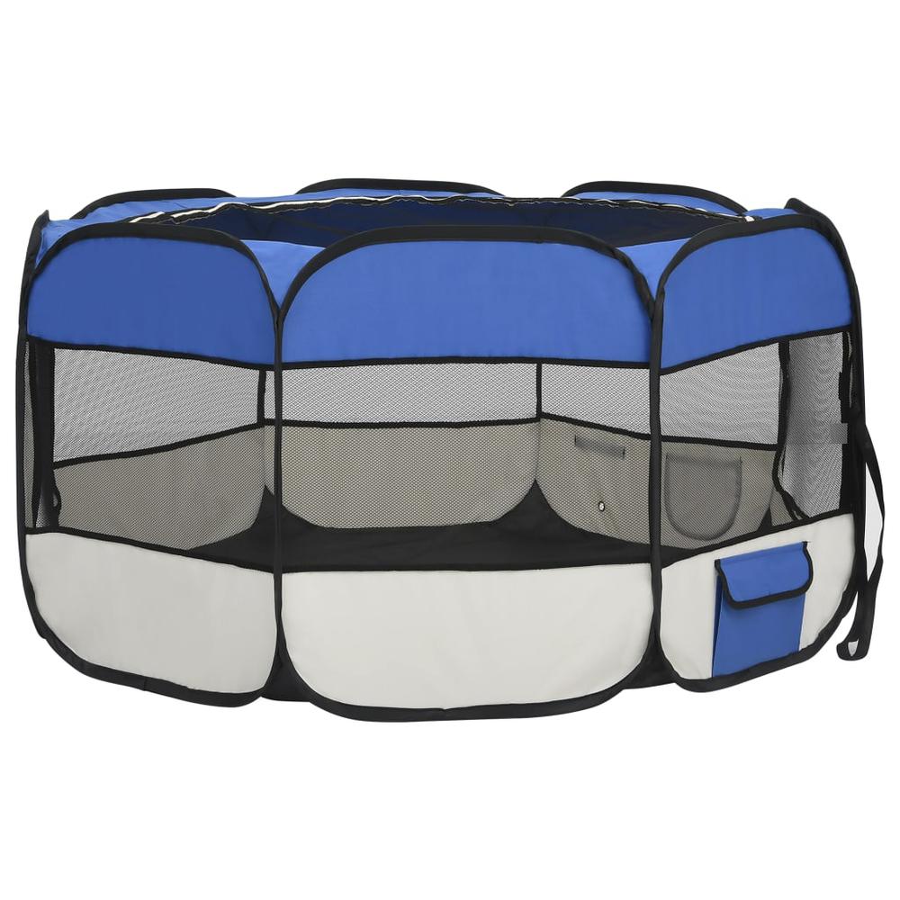Foldable Dog Playpen with Carrying Bag Blue 49.2"x49.2"x24". Picture 4
