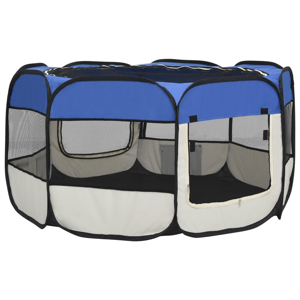 Foldable Dog Playpen with Carrying Bag Blue 49.2"x49.2"x24". Picture 5