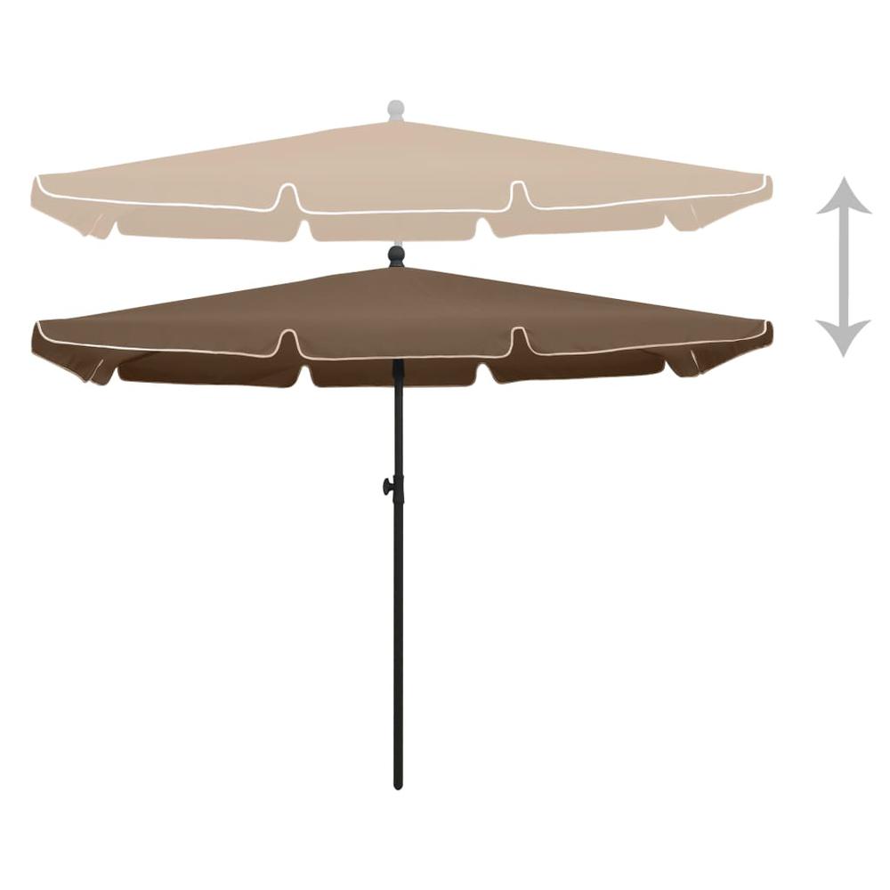 vidaXL Garden Parasol with Pole 82.7"x55.1" Taupe 5546. Picture 4