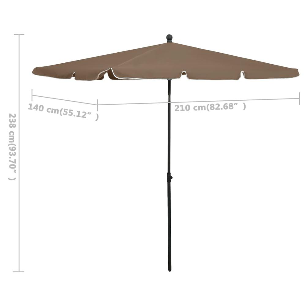 vidaXL Garden Parasol with Pole 82.7"x55.1" Taupe 5546. Picture 6