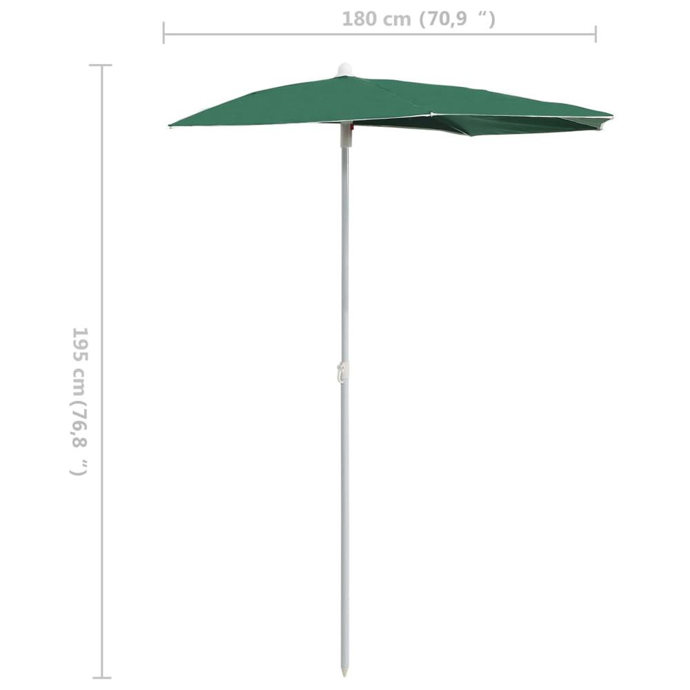 vidaXL Garden Half Parasol with Pole 70.9"x35.4" Green 5560. Picture 7