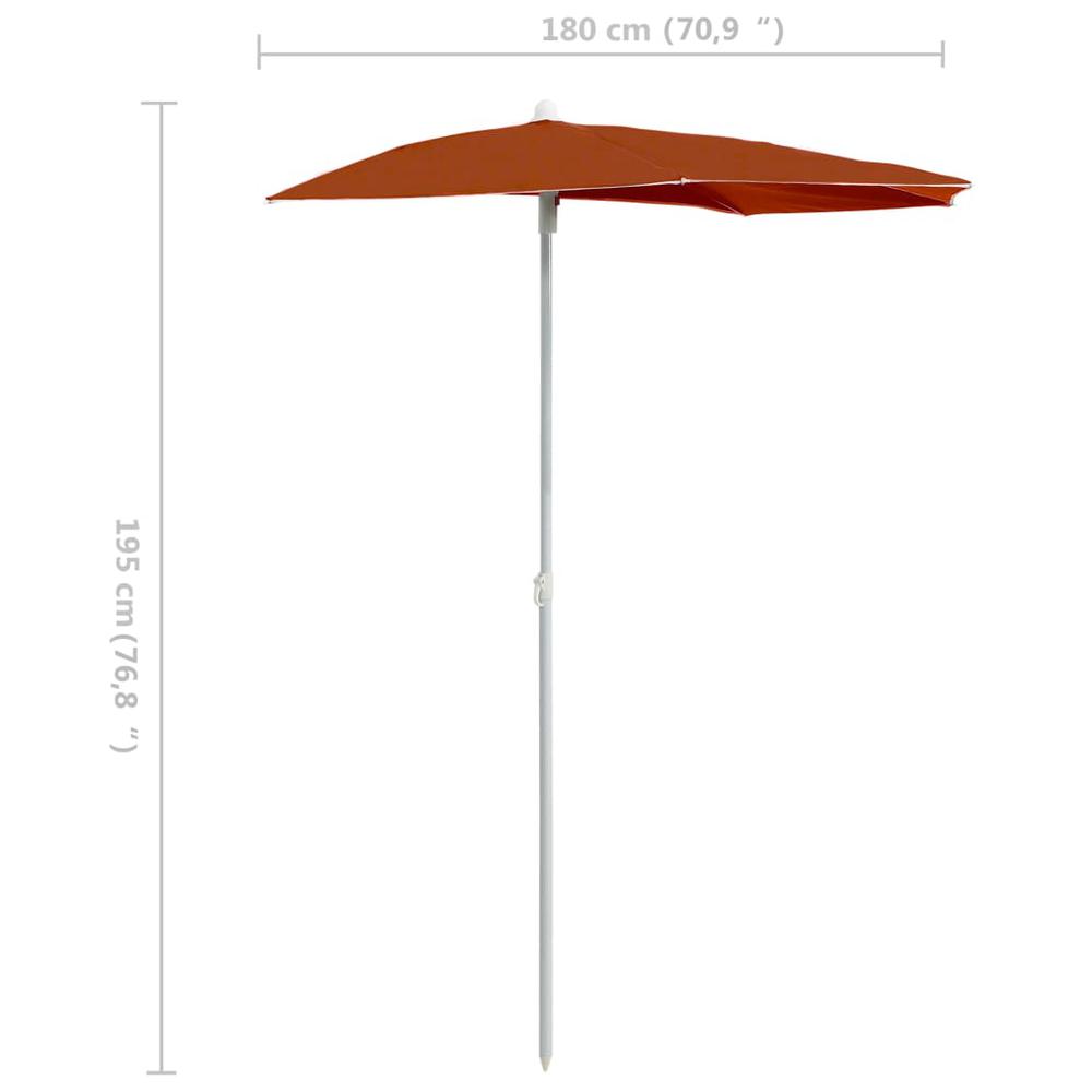 Garden Half Parasol with Pole 70.9"x35.4" Terracotta. Picture 7
