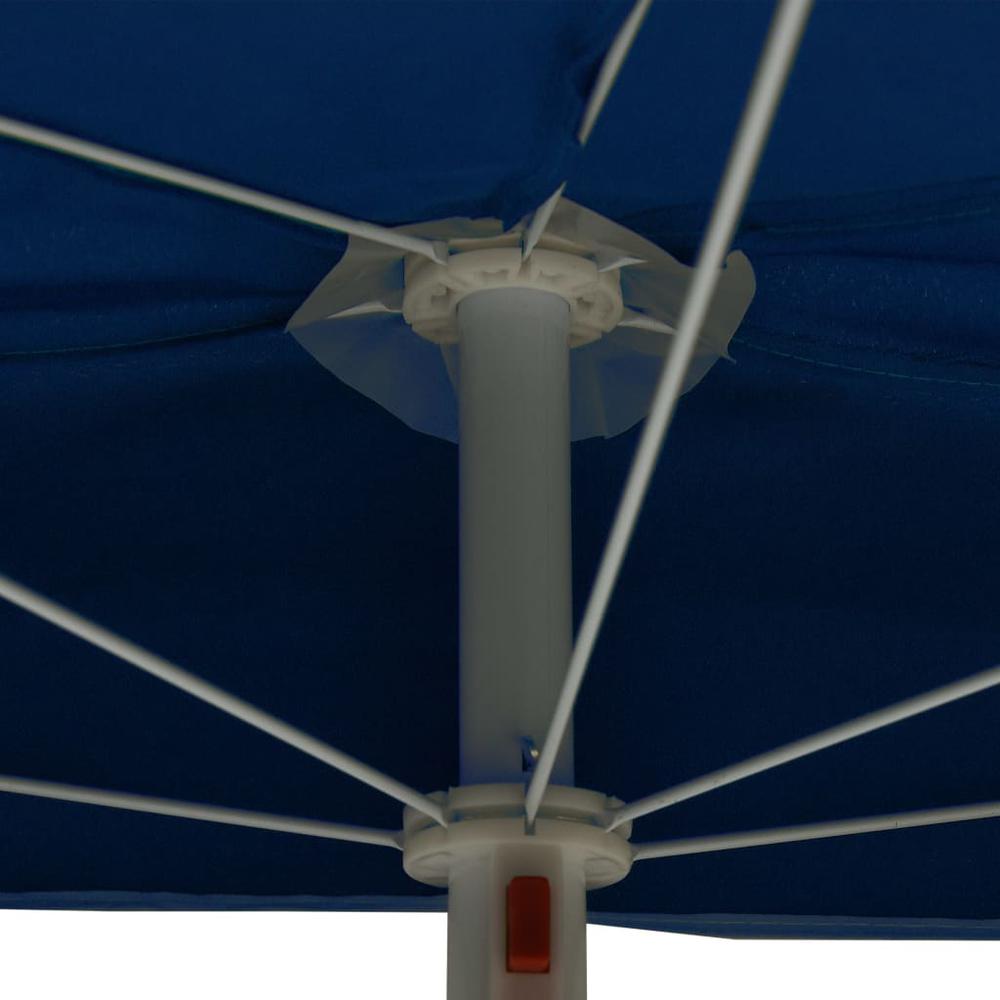 vidaXL Garden Half Parasol with Pole 70.9"x35.4" Azure Blue 5566. Picture 7