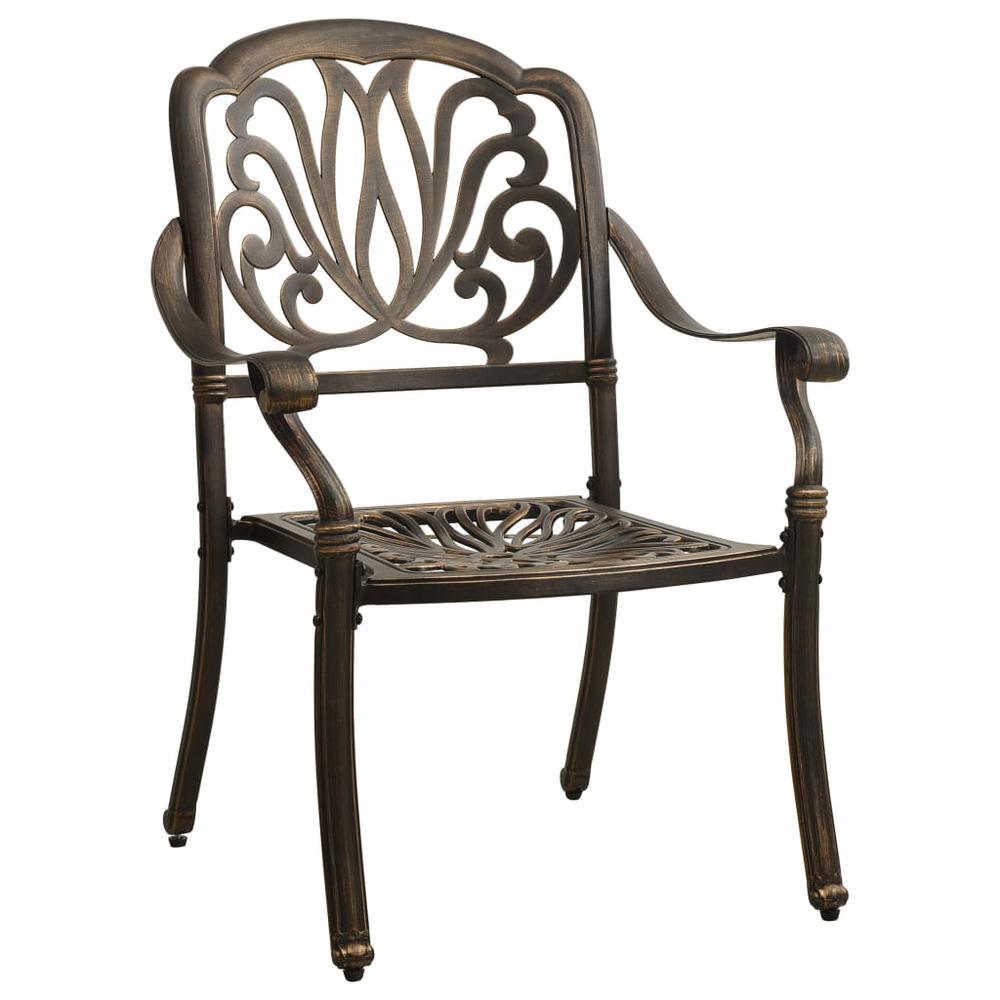 vidaXL Garden Chairs 2 pcs Cast Aluminum Bronze 5567. Picture 2