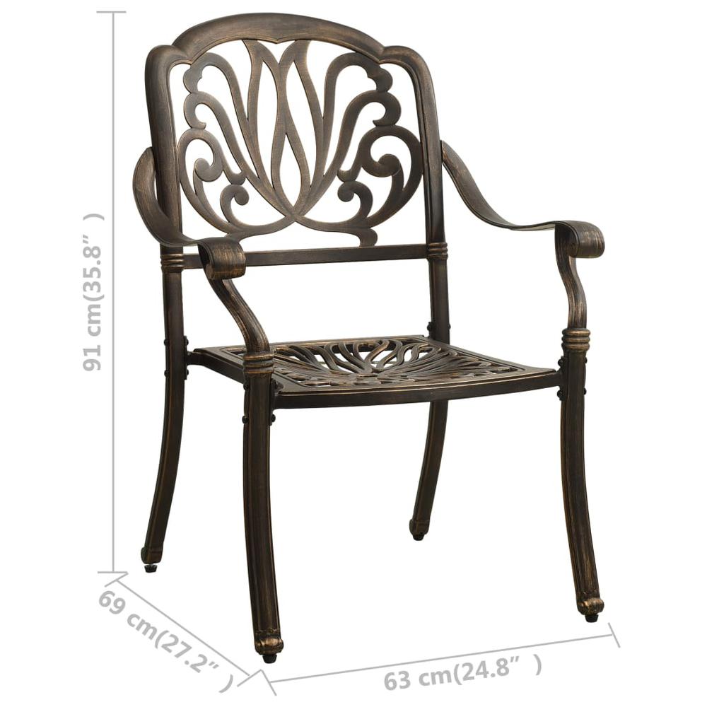 vidaXL Garden Chairs 2 pcs Cast Aluminum Bronze 5567. Picture 8