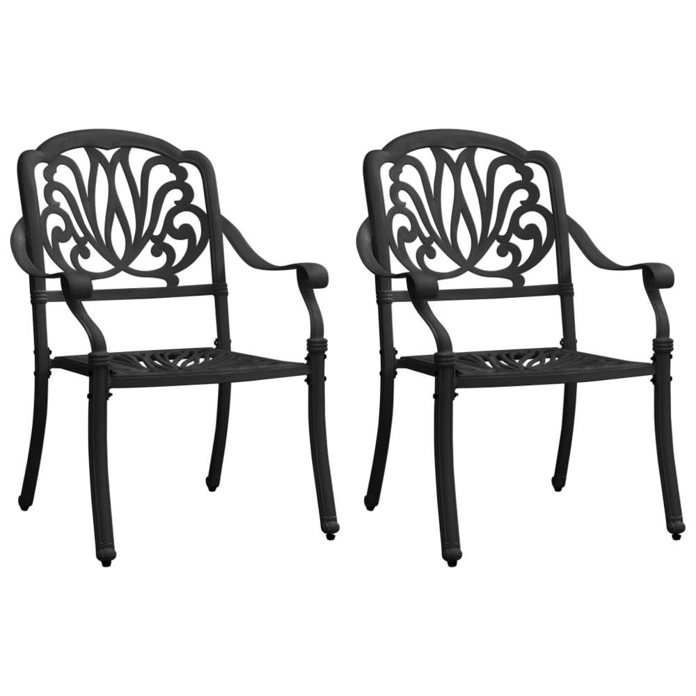 vidaXL Garden Chairs 2 pcs Cast Aluminum Black 5568. Picture 1