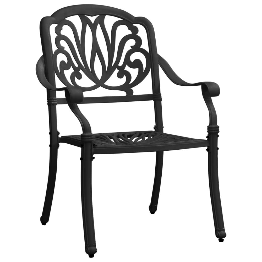 vidaXL Garden Chairs 2 pcs Cast Aluminum Black 5568. Picture 2