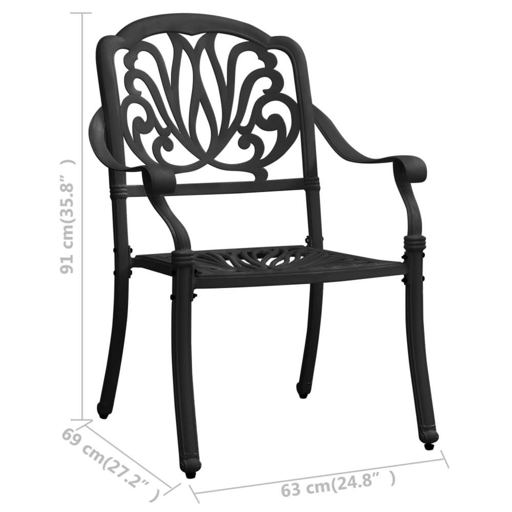 vidaXL Garden Chairs 2 pcs Cast Aluminum Black 5568. Picture 8