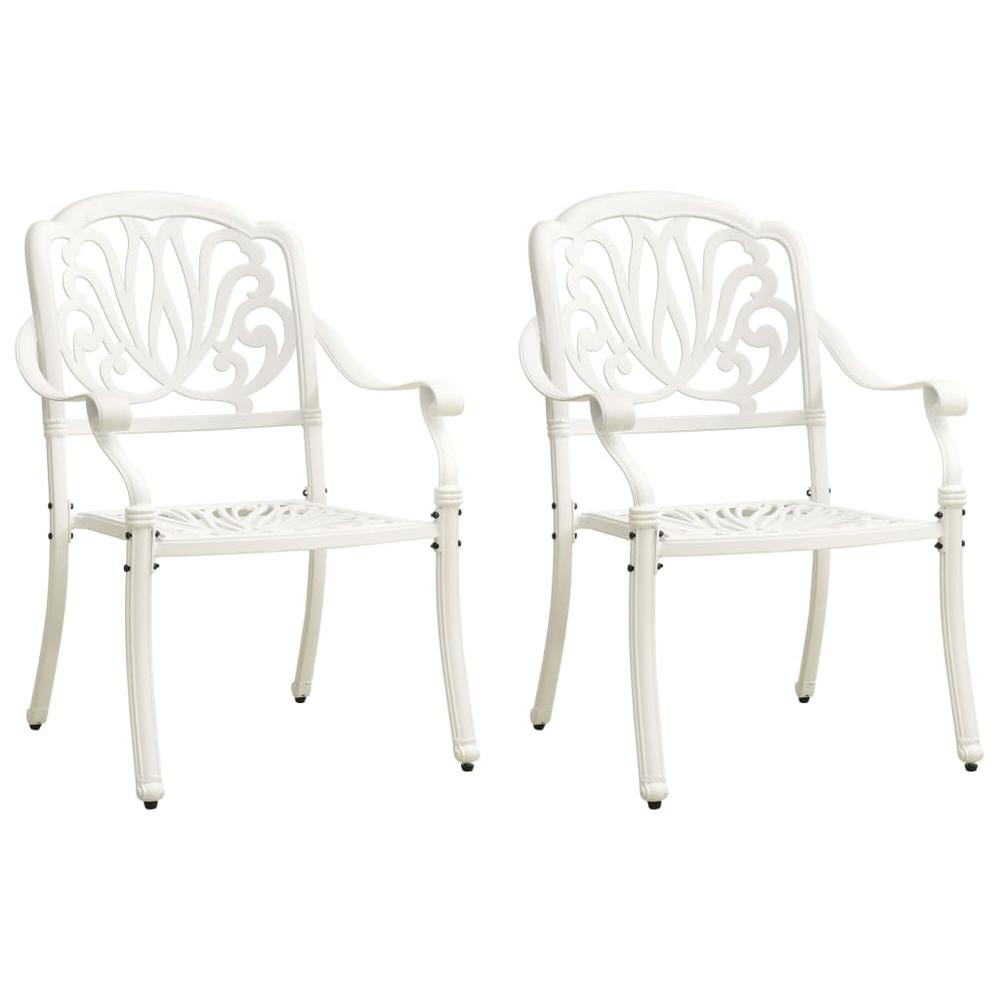 vidaXL Garden Chairs 2 pcs Cast Aluminum White 5569. Picture 1