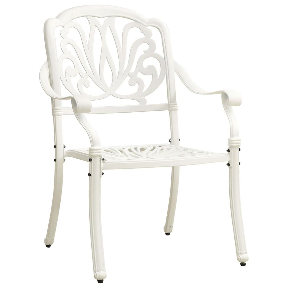 vidaXL Garden Chairs 2 pcs Cast Aluminum White 5569. Picture 2