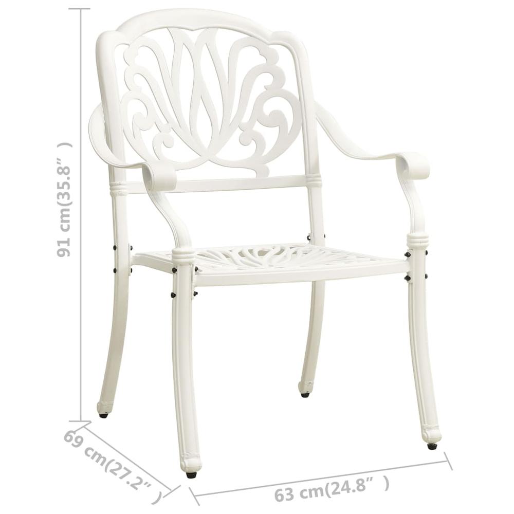 vidaXL Garden Chairs 2 pcs Cast Aluminum White 5569. Picture 8