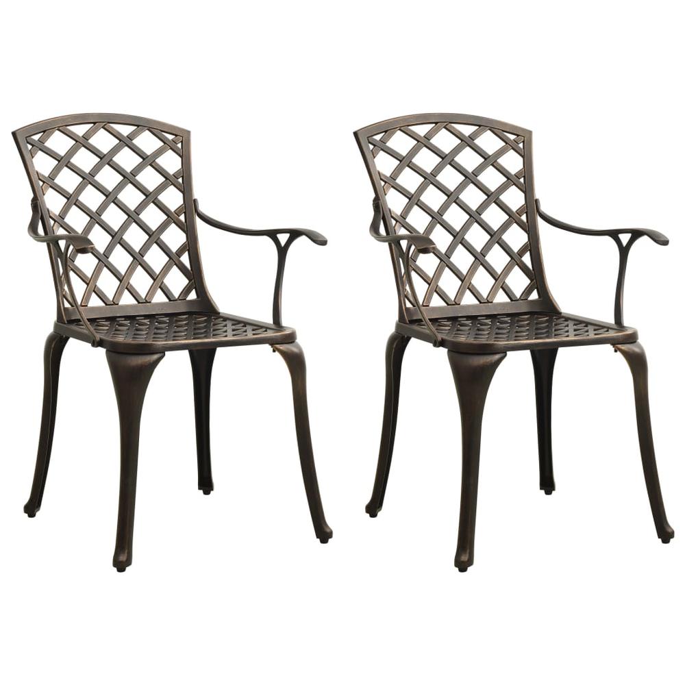 vidaXL Garden Chairs 2 pcs Cast Aluminum Bronze 5570. Picture 1
