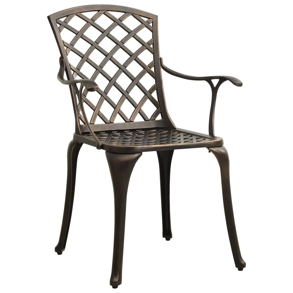 vidaXL Garden Chairs 2 pcs Cast Aluminum Bronze 5570. Picture 2