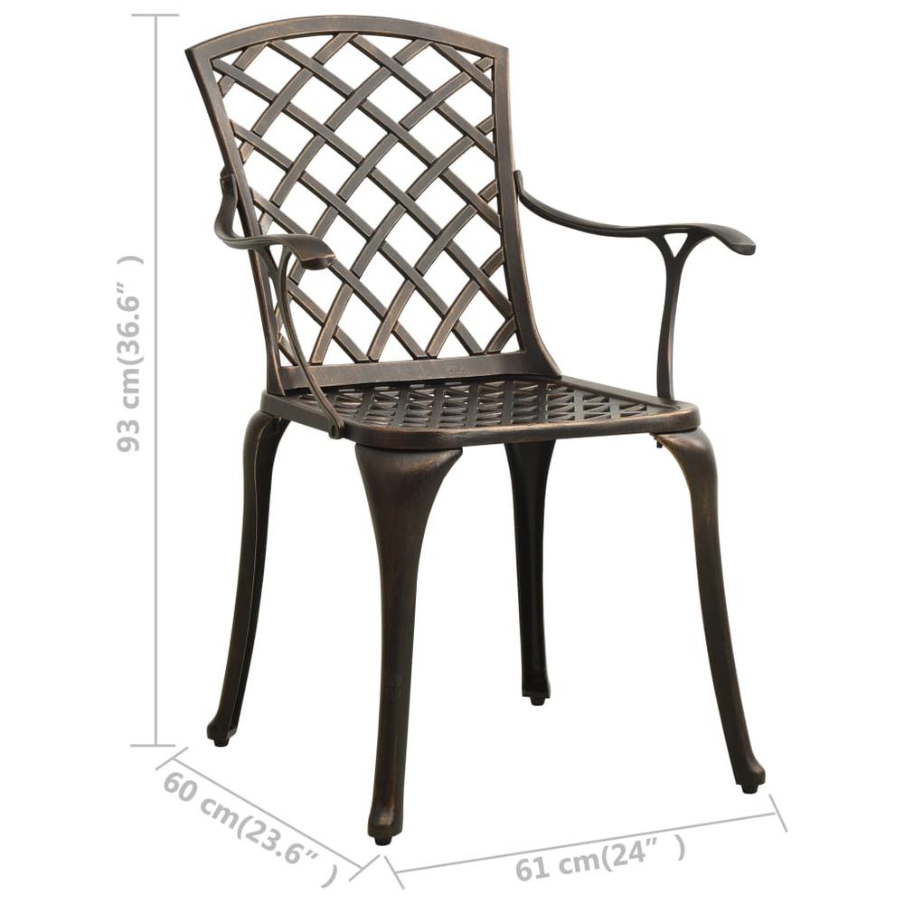 vidaXL Garden Chairs 2 pcs Cast Aluminum Bronze 5570. Picture 8