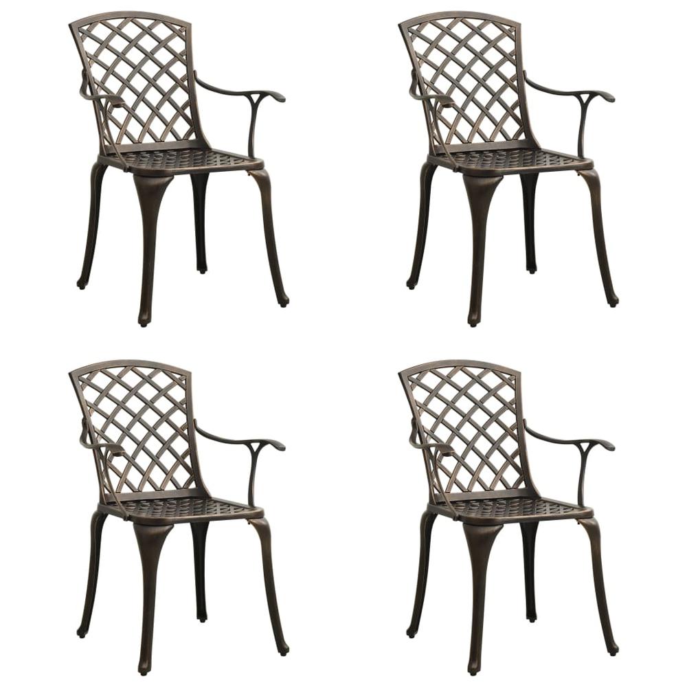 vidaXL Garden Chairs 4 pcs Cast Aluminum Bronze 5571. Picture 1