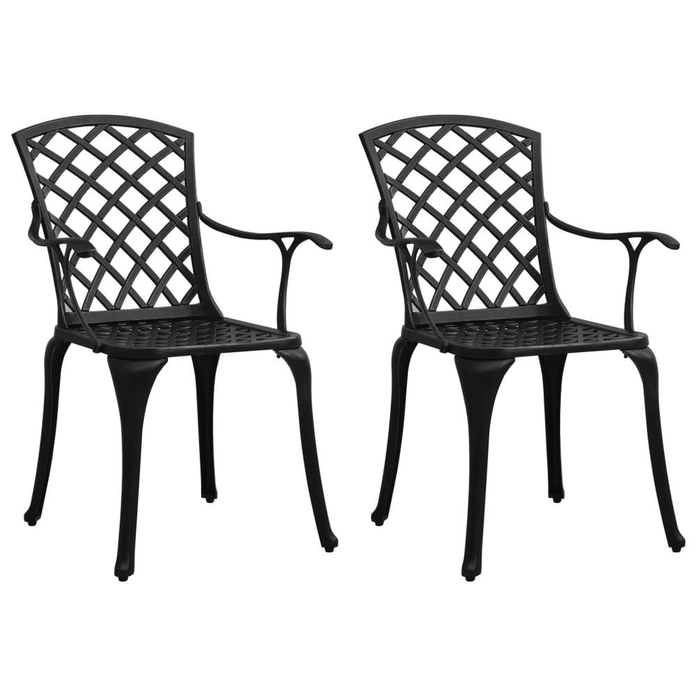 vidaXL Garden Chairs 2 pcs Cast Aluminum Black 5572. Picture 1