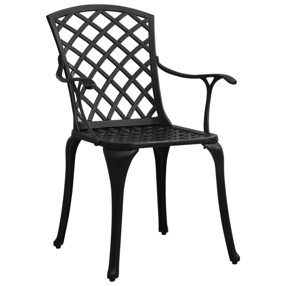 vidaXL Garden Chairs 2 pcs Cast Aluminum Black 5572. Picture 2