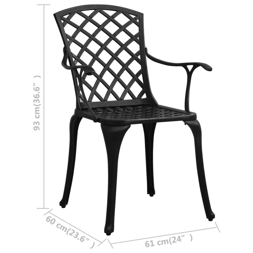 vidaXL Garden Chairs 2 pcs Cast Aluminum Black 5572. Picture 8