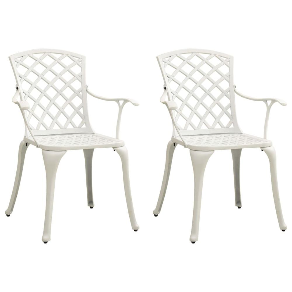 vidaXL Garden Chairs 2 pcs Cast Aluminum White 5574. Picture 1