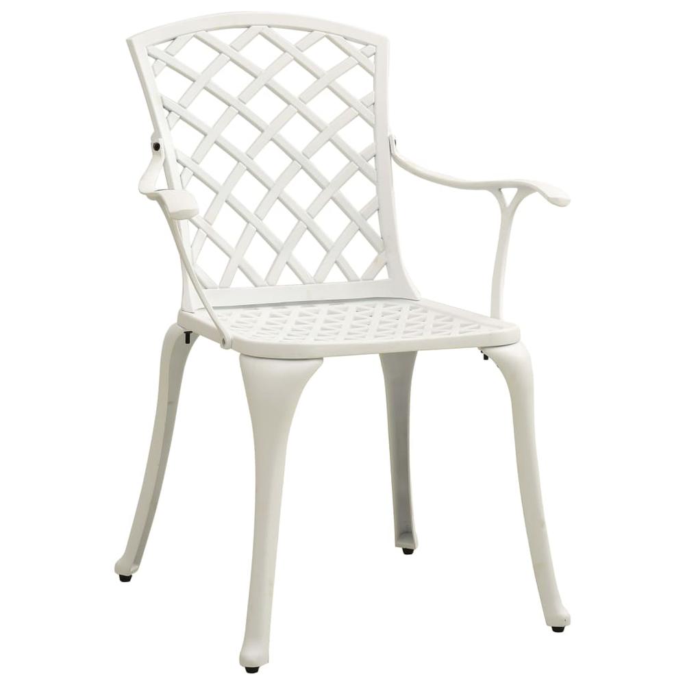 vidaXL Garden Chairs 2 pcs Cast Aluminum White 5574. Picture 2