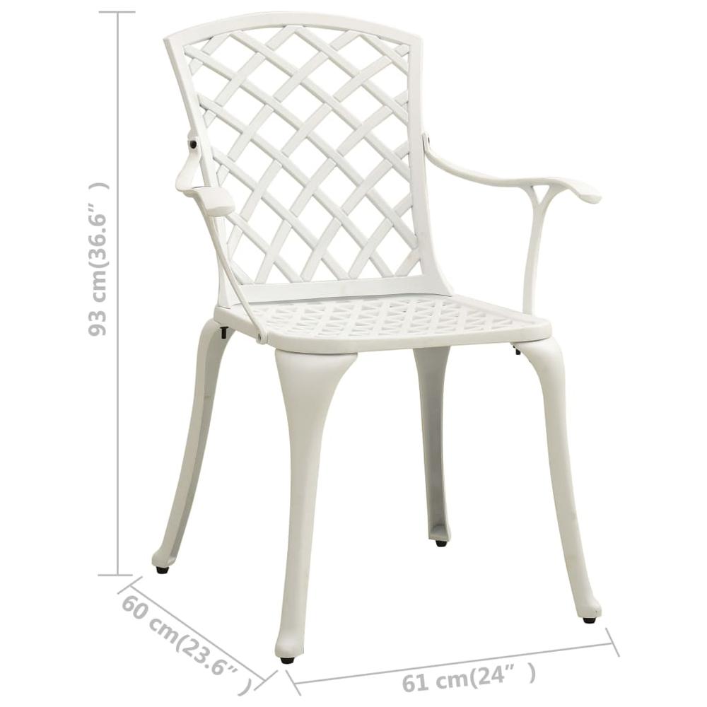 vidaXL Garden Chairs 2 pcs Cast Aluminum White 5574. Picture 8