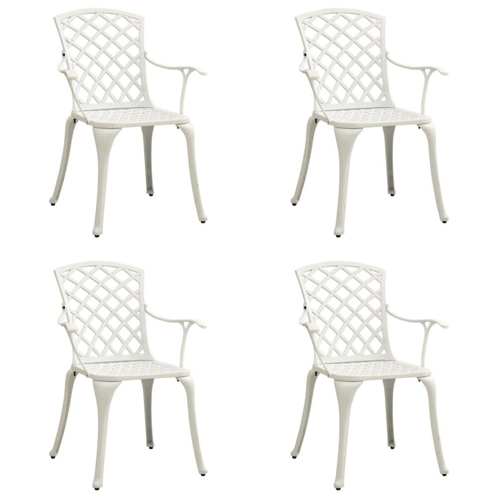 vidaXL Garden Chairs 4 pcs Cast Aluminum White 5575. Picture 1