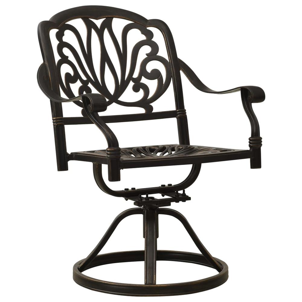 vidaXL Swivel Garden Chairs 2 pcs Cast Aluminum Bronze 5576. Picture 2