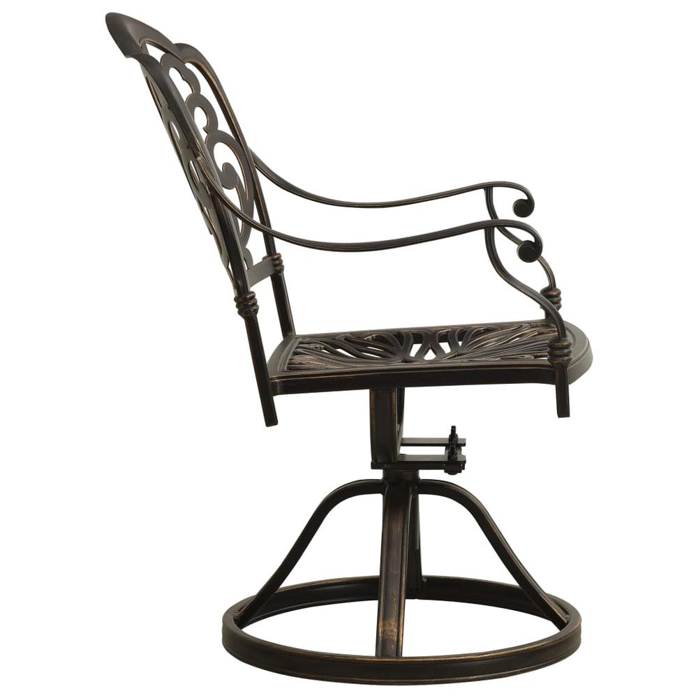 vidaXL Swivel Garden Chairs 2 pcs Cast Aluminum Bronze 5576. Picture 4
