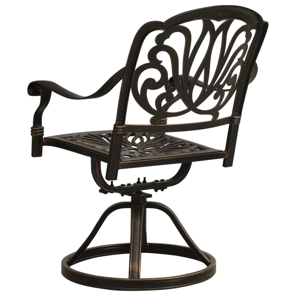 vidaXL Swivel Garden Chairs 2 pcs Cast Aluminum Bronze 5576. Picture 5