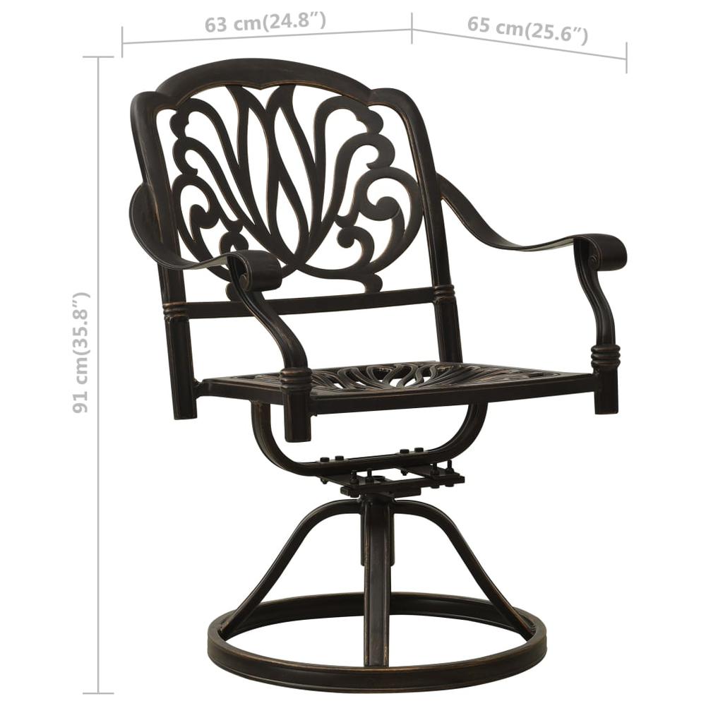 vidaXL Swivel Garden Chairs 2 pcs Cast Aluminum Bronze 5576. Picture 8